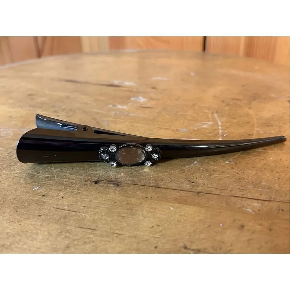 Large Vintage Rhinestone Studded Alligator Hair Clip (8215)